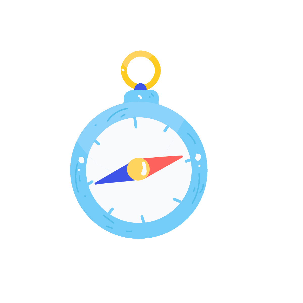 Animated Flat Sticker Icon of Compass