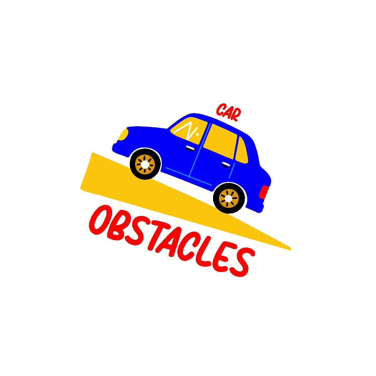 Obstacles Slope Car Animated Sticker Design