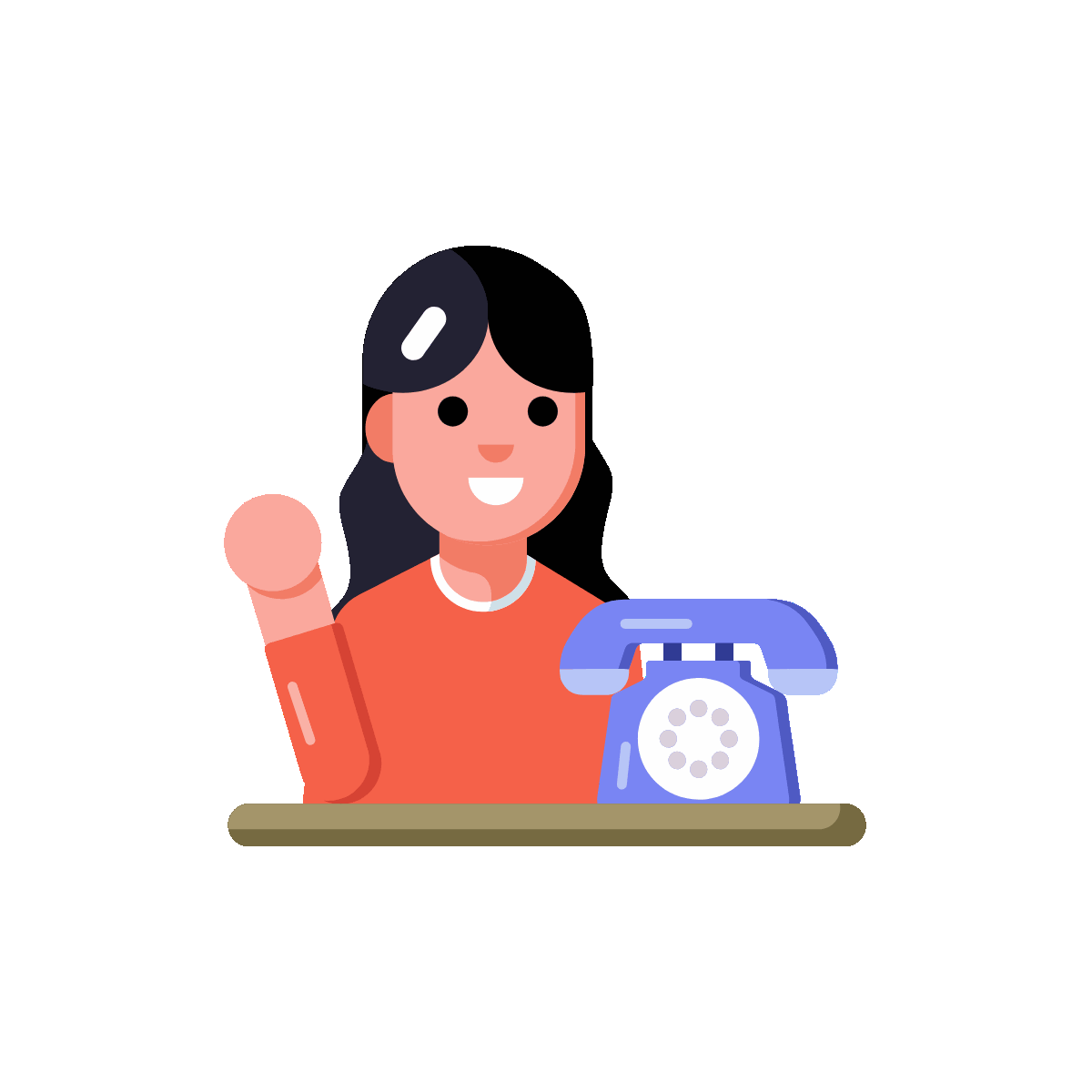 A flat style animated icon representing call support