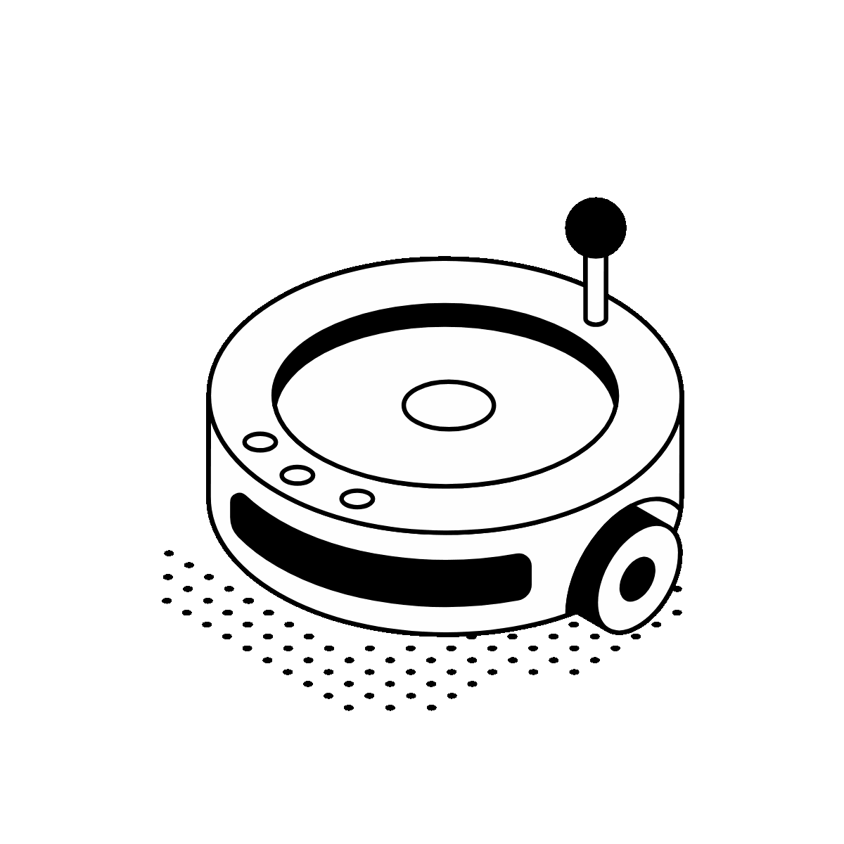 Round robot vacuum with a wireless signal.