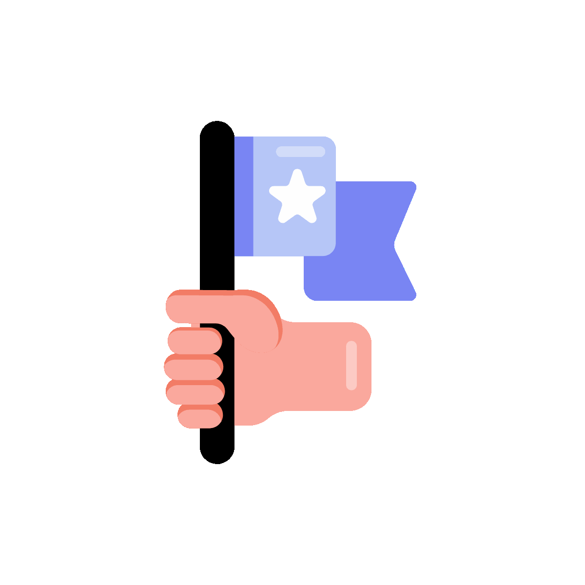 A flat style animated icon depicting a success flag