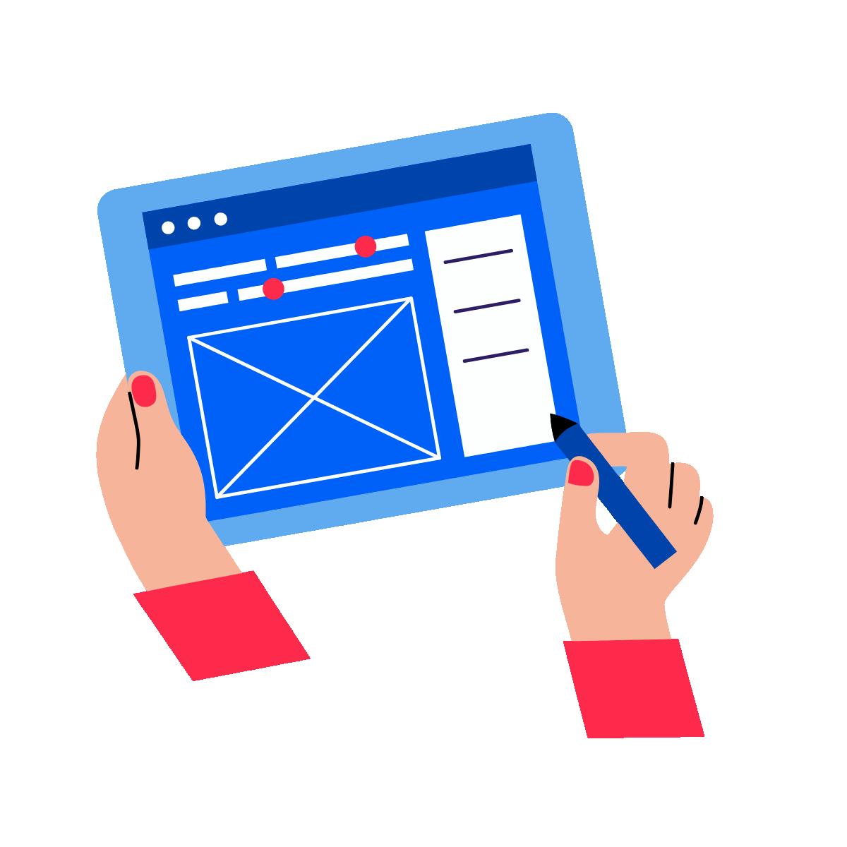 A flat style animated illustration showing uni mockups