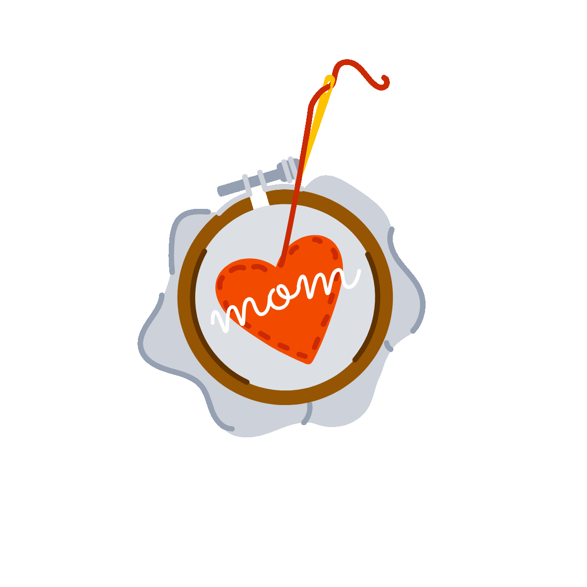Well Designed Flat Sticker of Mom Embroidery