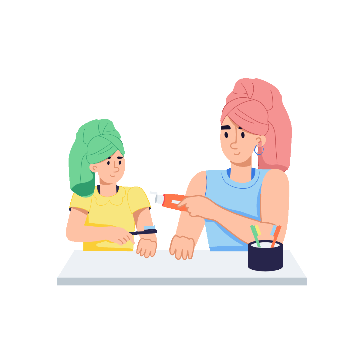 Flat Animated Mother Daughter Skincare Design