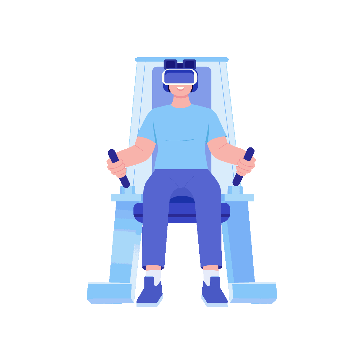 VR Simulation Flat Animated Illustration