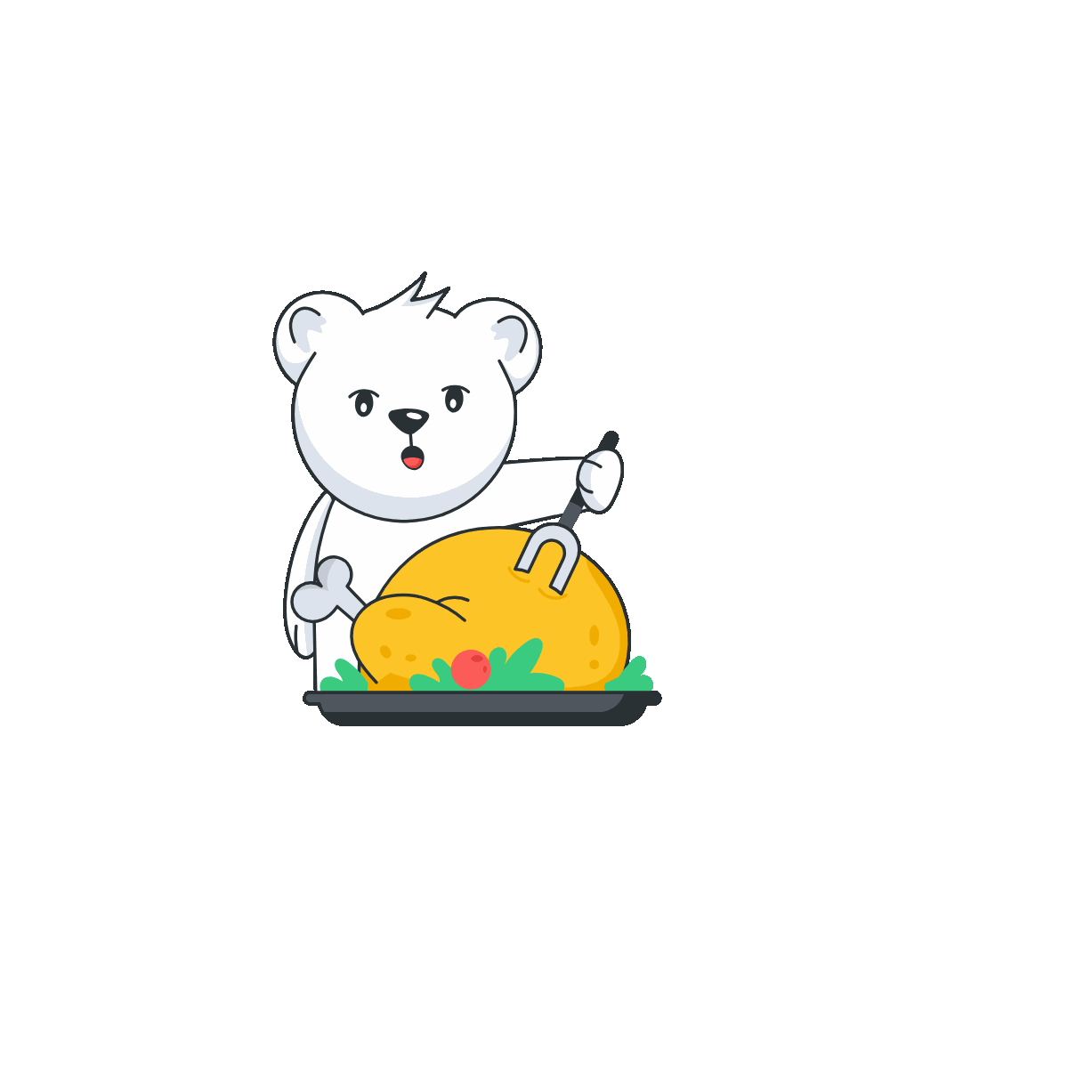 Food Is Served Bear Sticker Design Holiday
