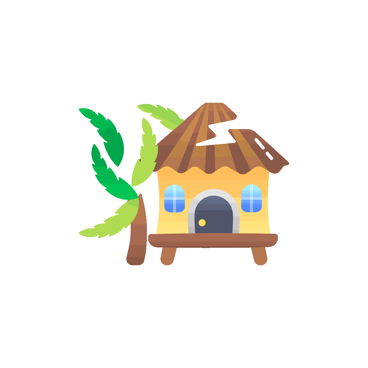 Animated Storm Damage Icon in Flat Style