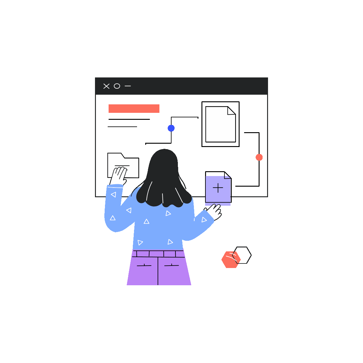 Duplicate File Linear Animated Illustration