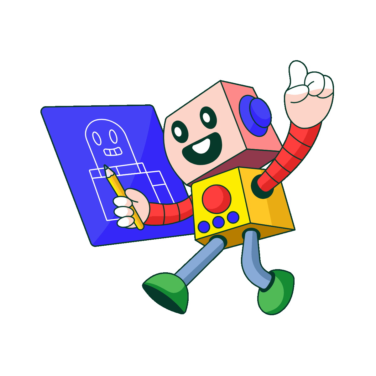 Flat Robot Drawing Activity Illustration