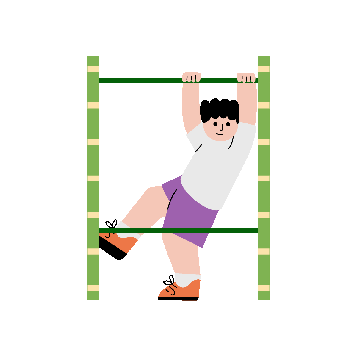A flat style animated illustration showing childhood fun
