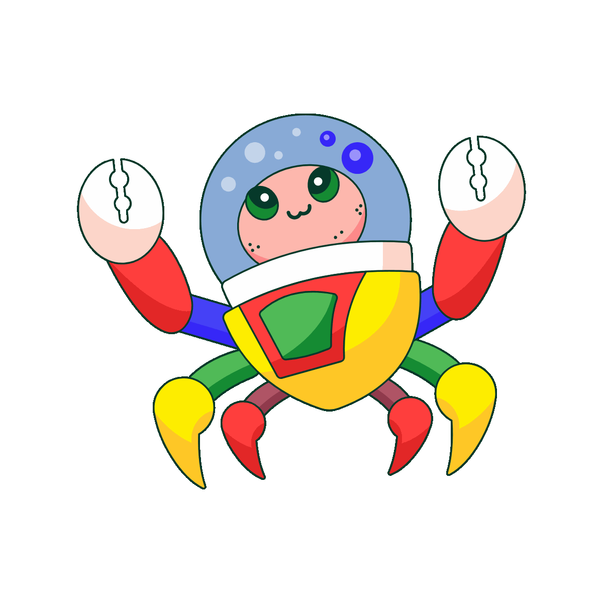 Flat Cancer Crab Character Illustration