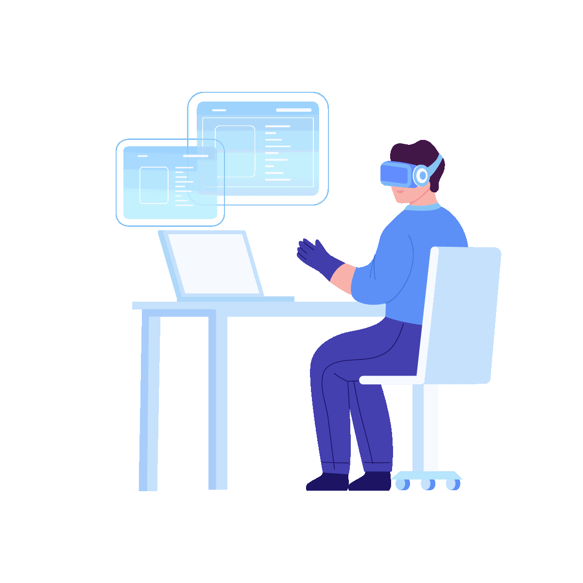 VR Coder Flat Animated Illustration Design