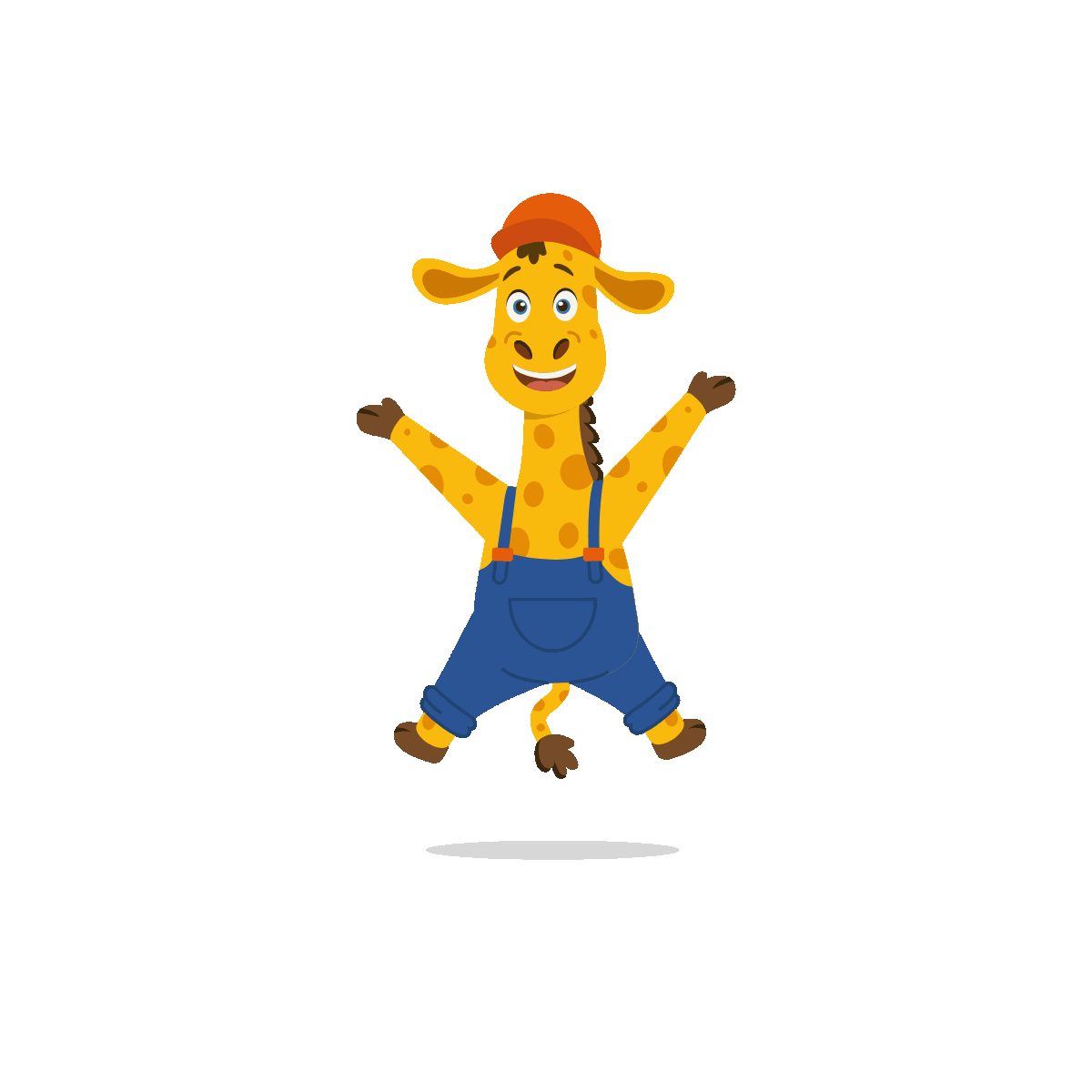 Jumping Giraffe With Both Arms Raised