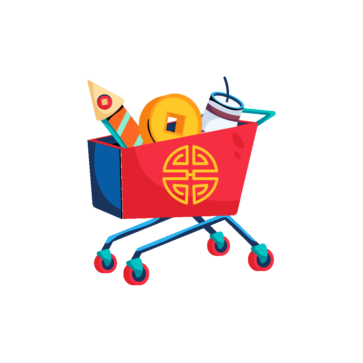 Flat icon animation of shopping trolley