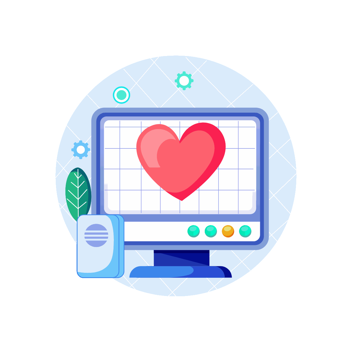 Heart Monitor Flat Animated Illustration