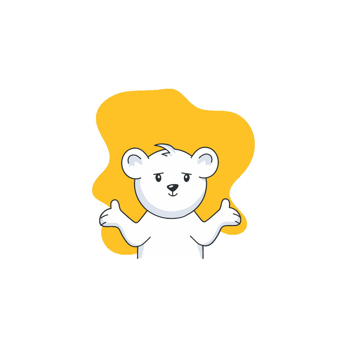Animated doodle sticker of confused bear