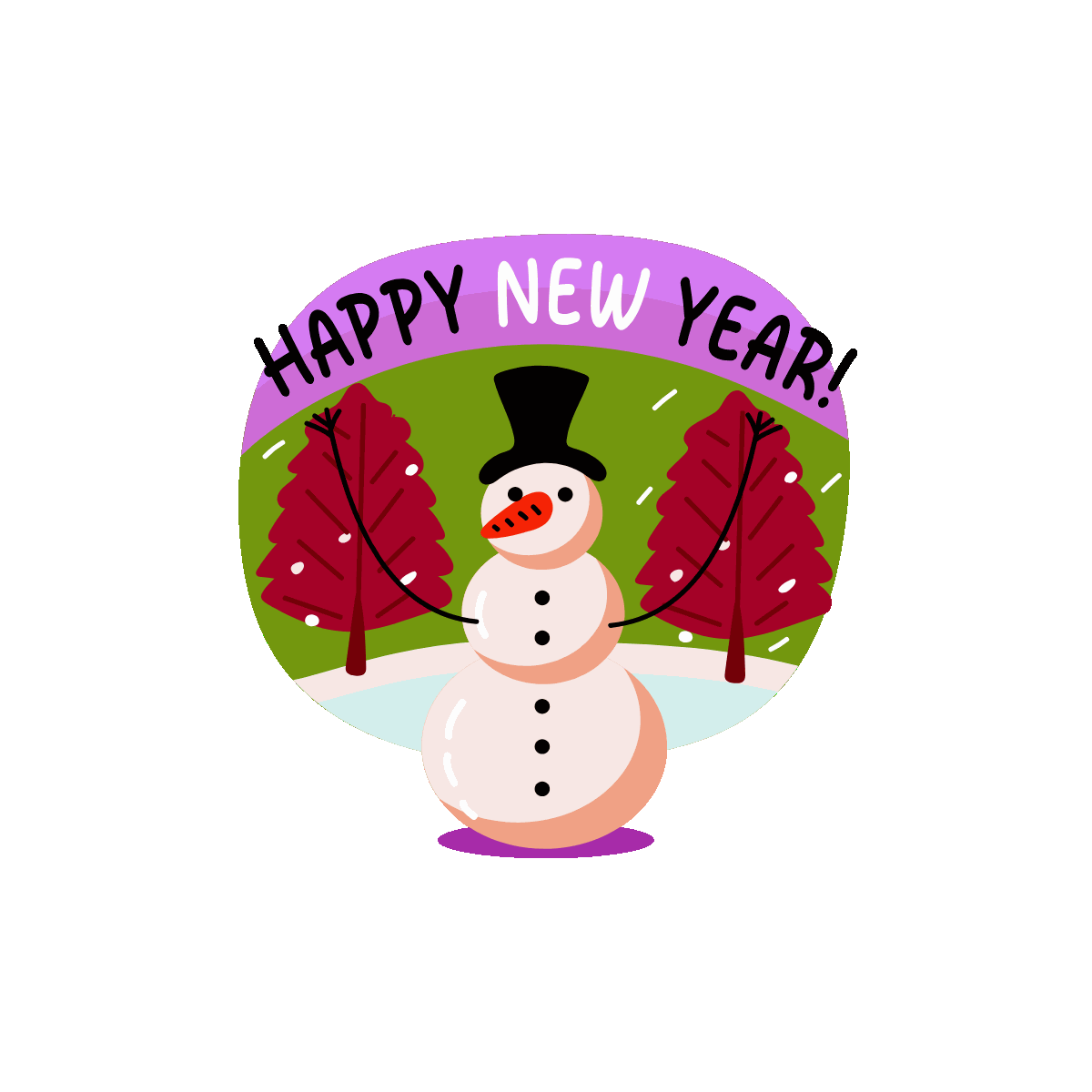 Snowman Flat Animated Sticker Design