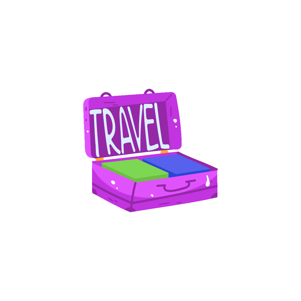 Animated Flat Sticker Icon of Travel Bag