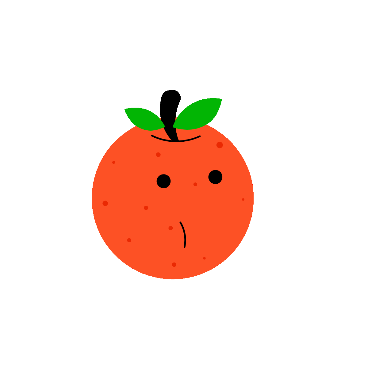 Orange fruit animated flat sticker design