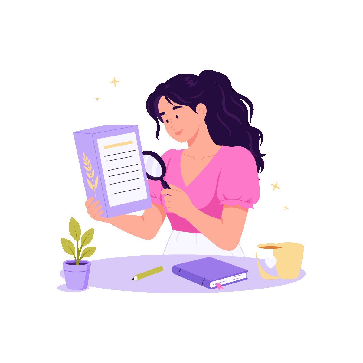 Woman reading food labels with a magnifier