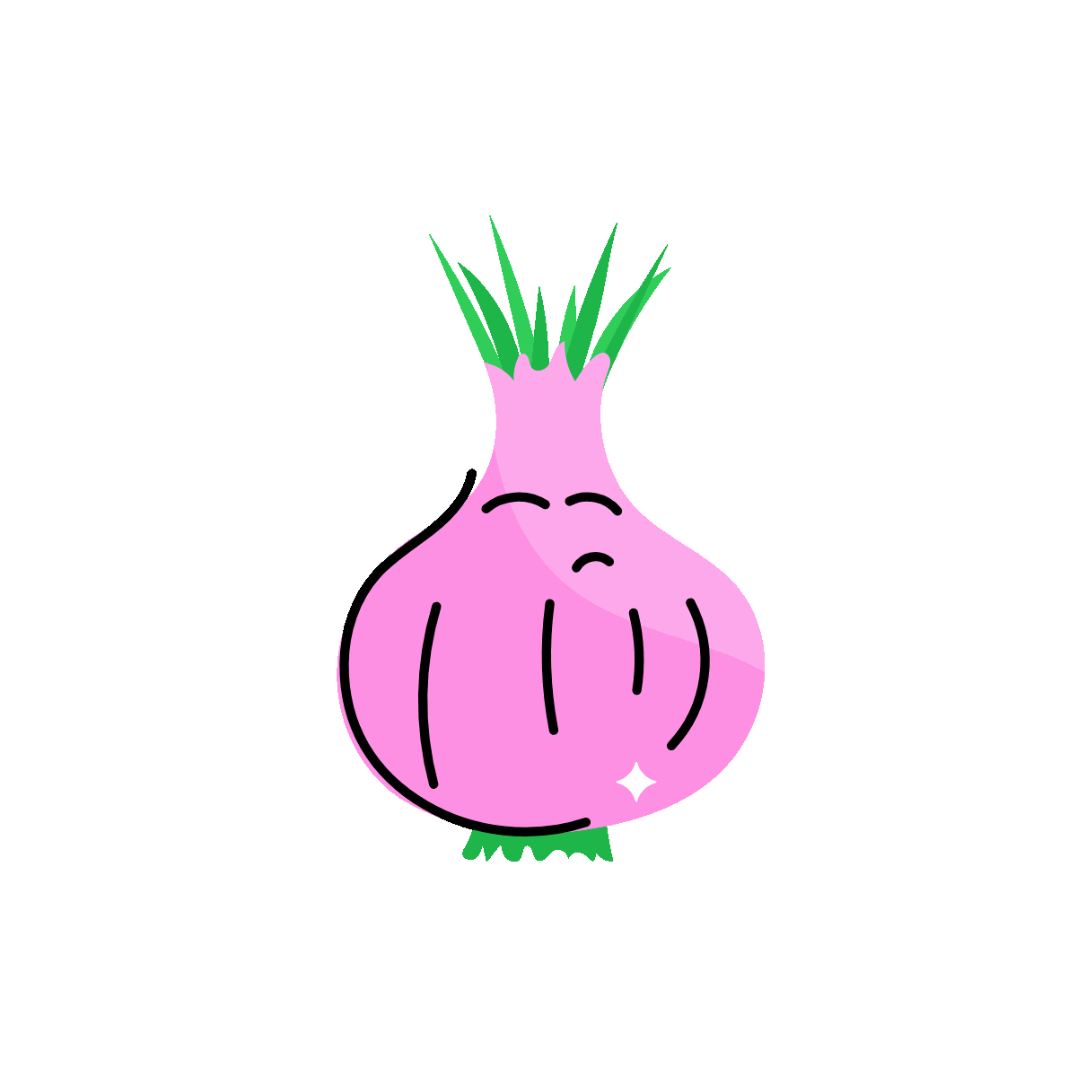 Flat Animated Onion Food Sticker Art