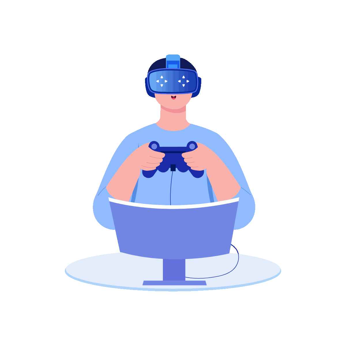 Virtual Gaming Flat Animated Illustration
