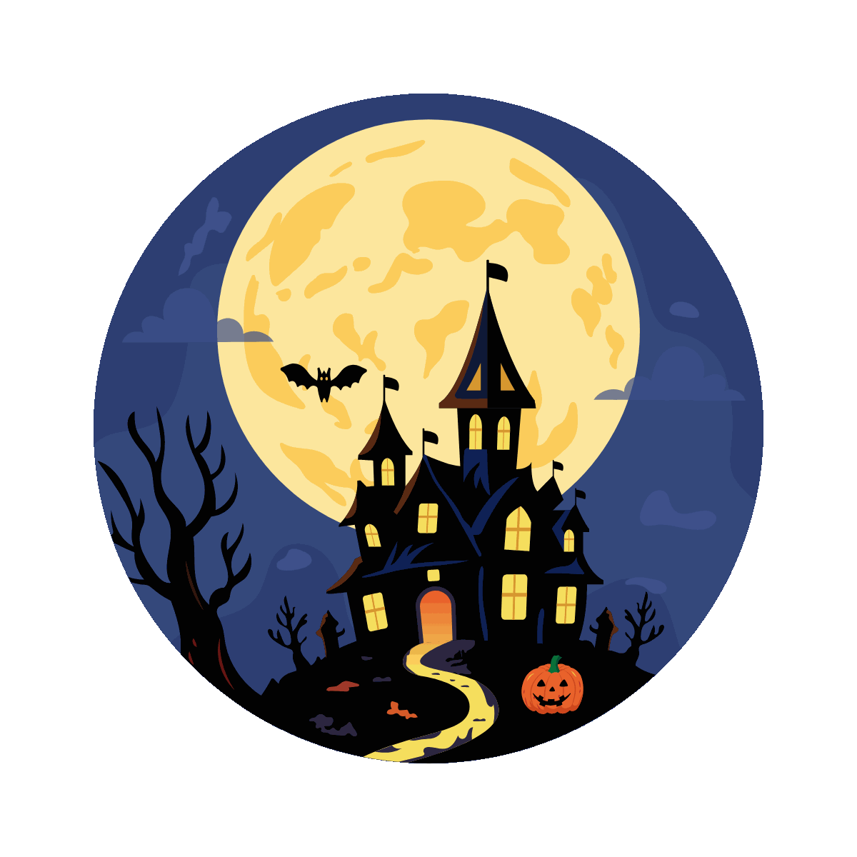 Animated Haunted Castle Under Moonlight