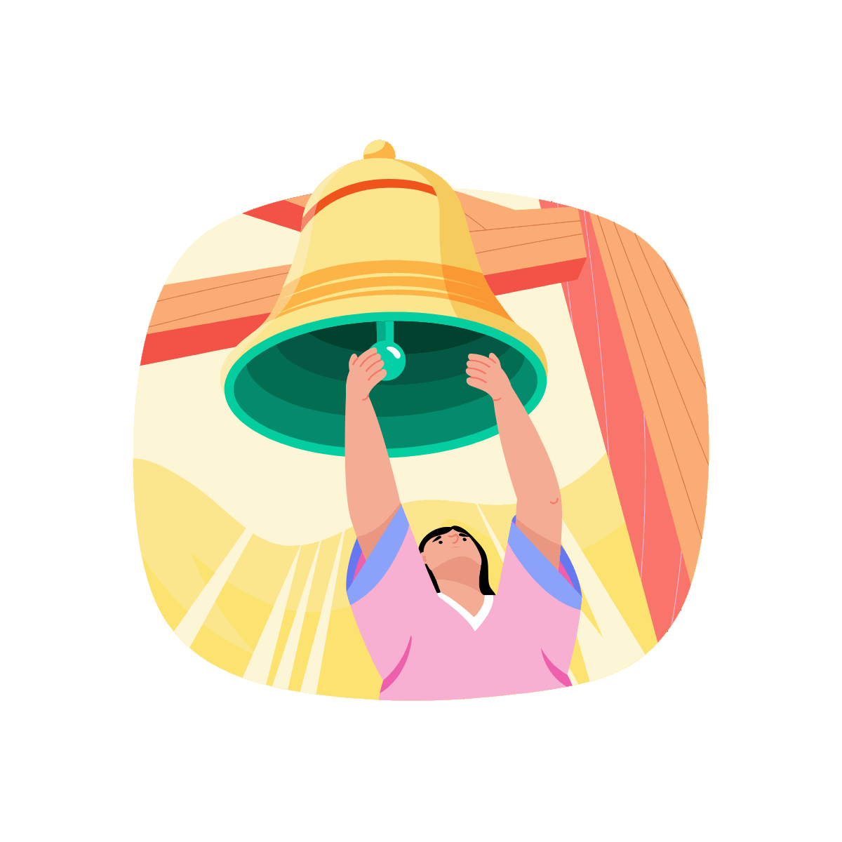 Flat Ringing Bell Character Illustration