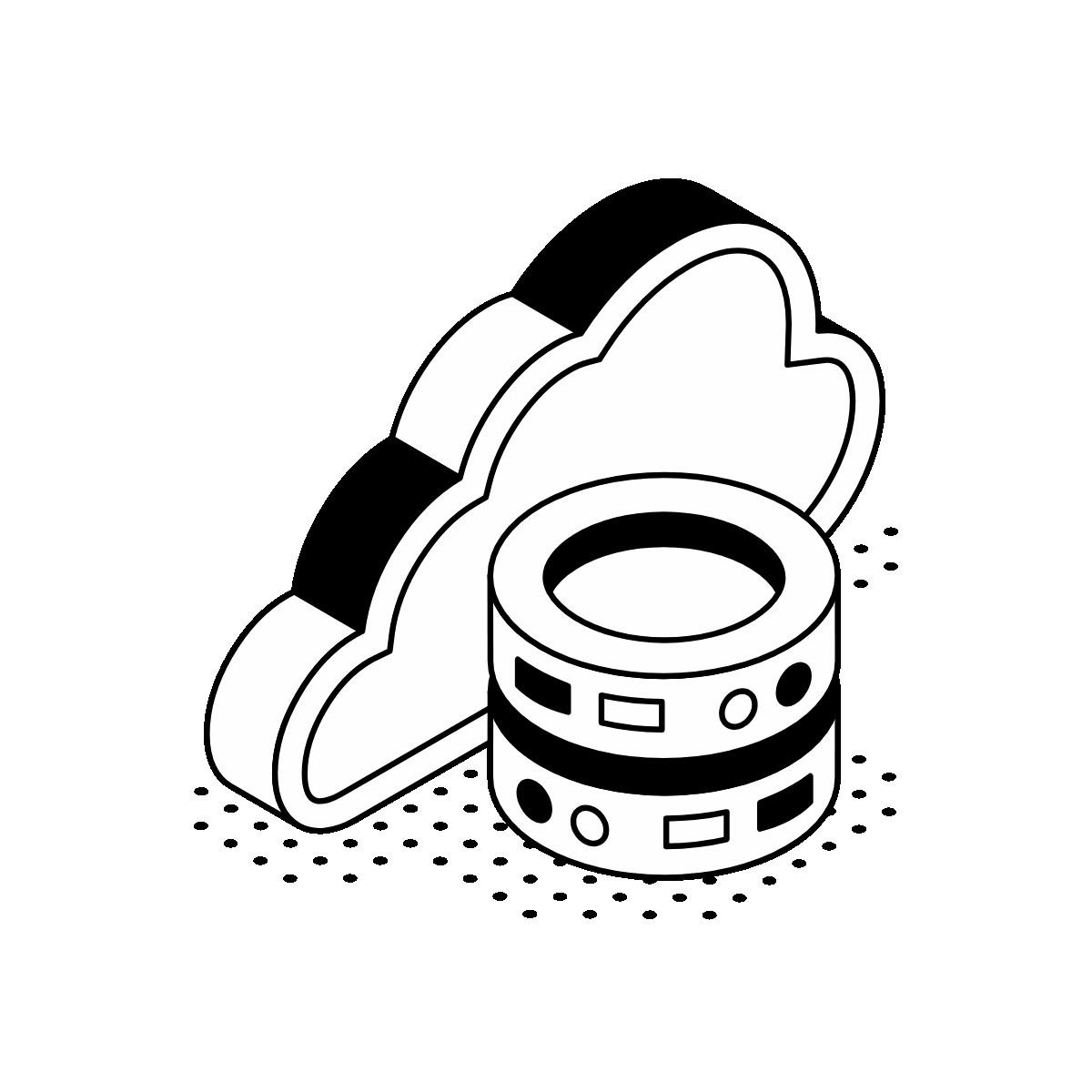 Animated Isometric Cloud Data Server