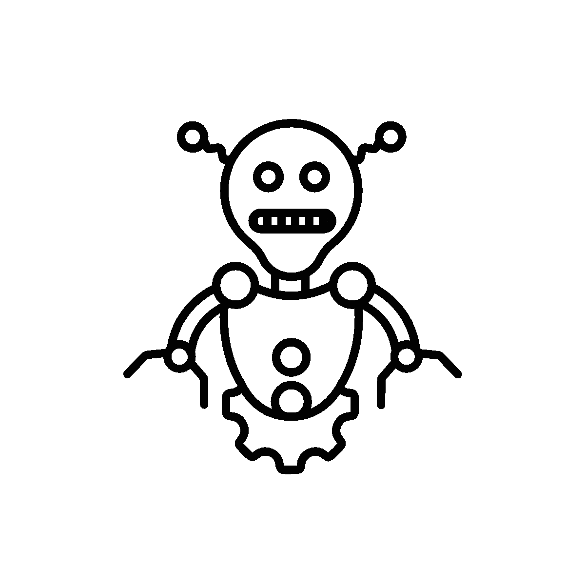 A linear style animated alien robot icon