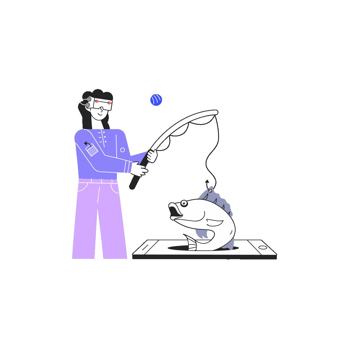 Linear Animated VR Fishing Illustration