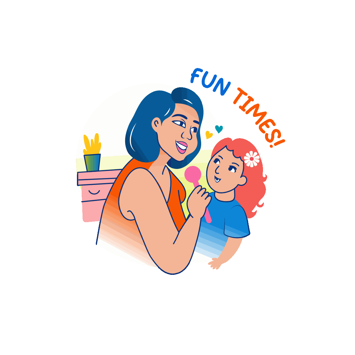 Animated mom and child enjoying fun times