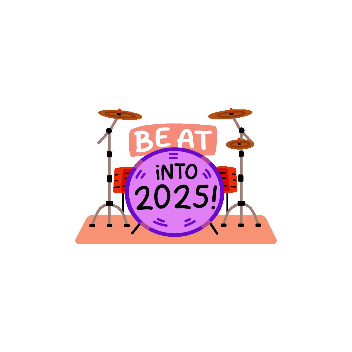 Drum Set Flat Animated Sticker Design