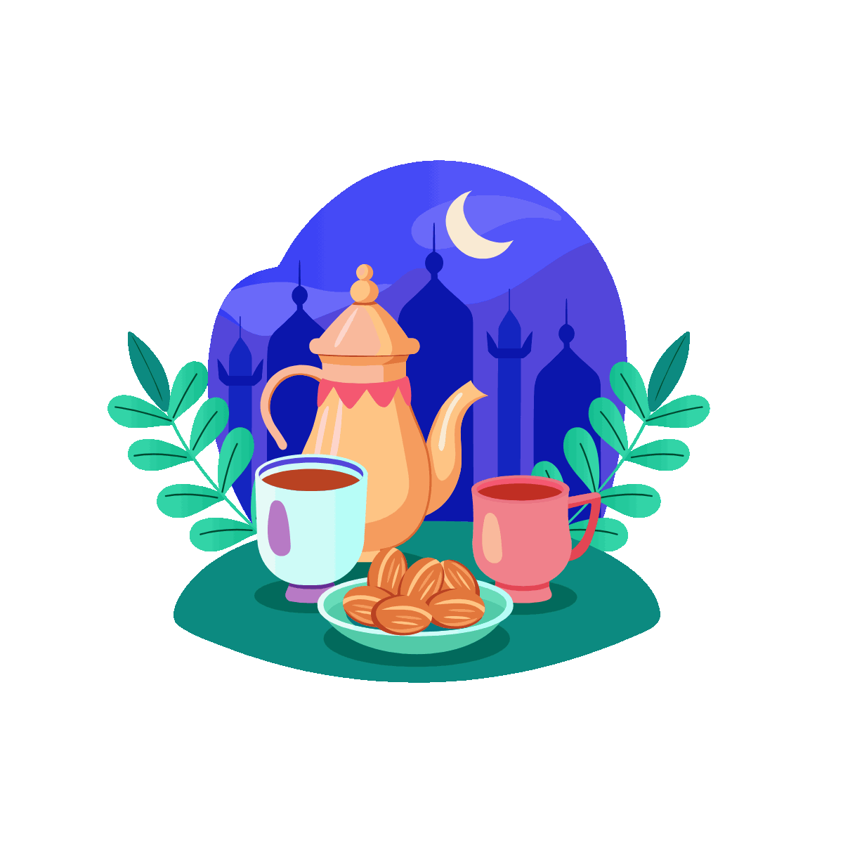 Iftar Food Flat Animated Illustration Design
