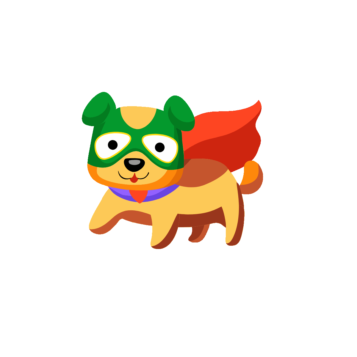 Animated Dog Wearing a Superhero Costume