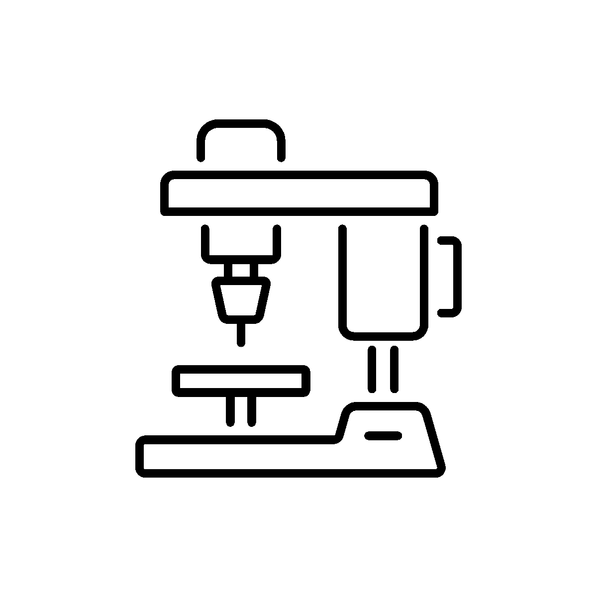 Animated icon of a drill press machine