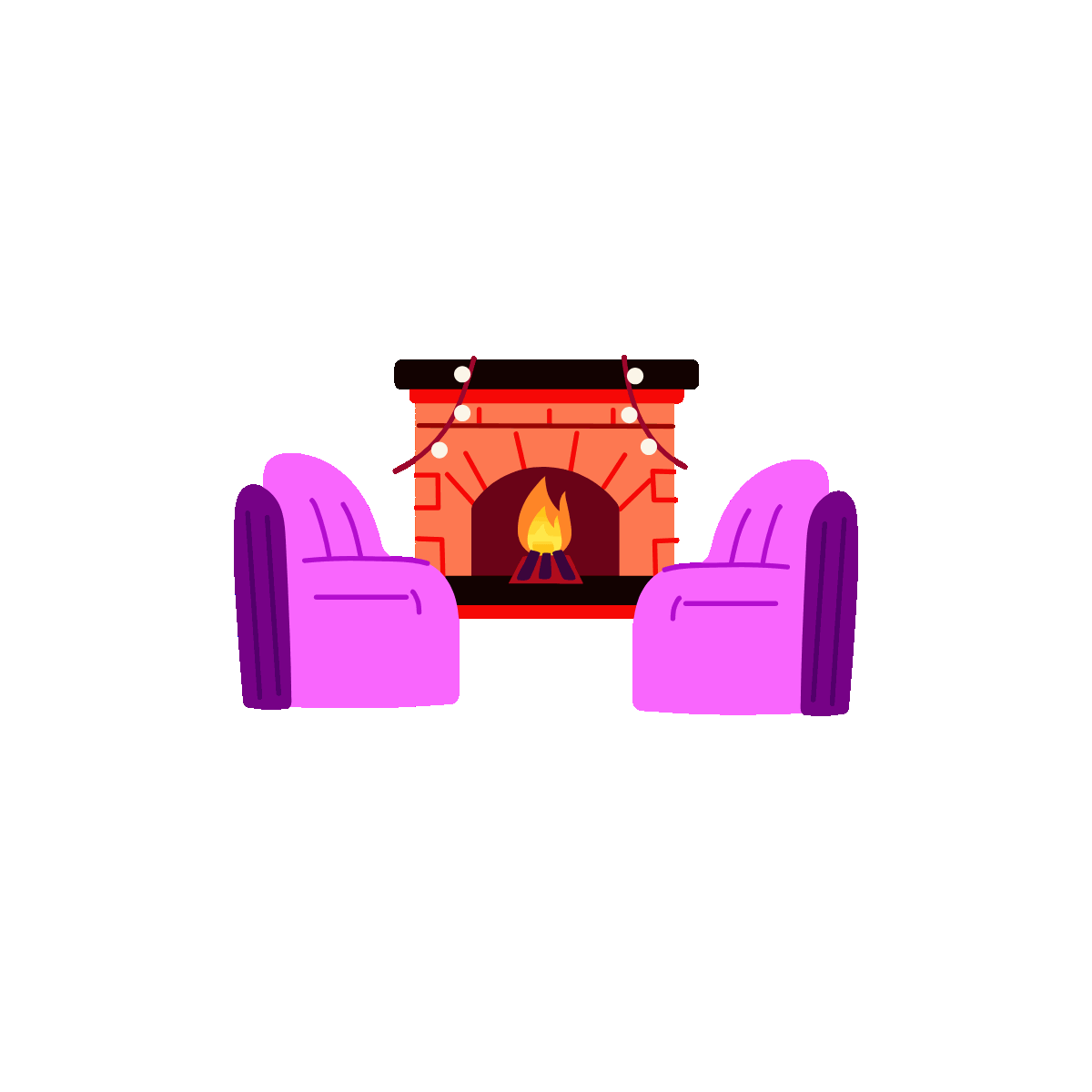 Fireplace Flat Animated Sticker Design