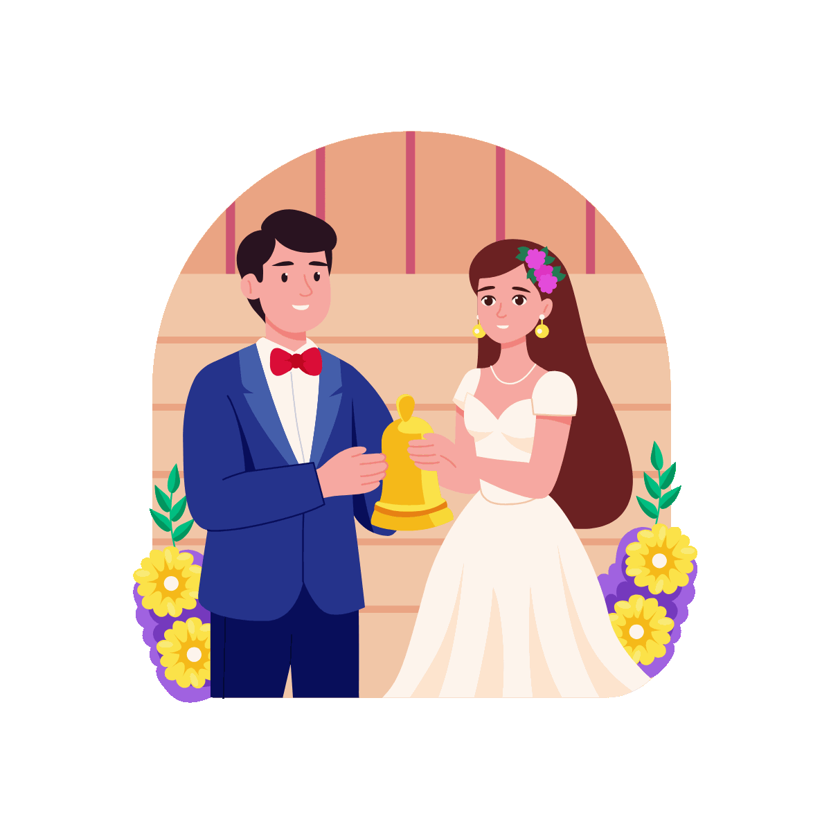 Wedding Bells Flat Animated Illustration