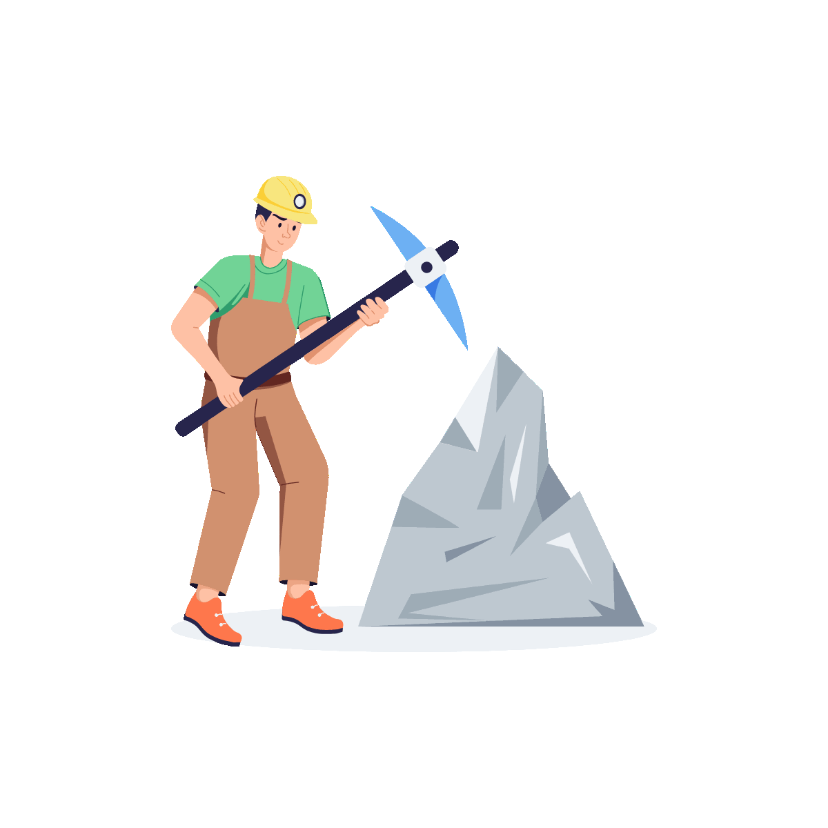 Animated Flat Underground Miner Illustration