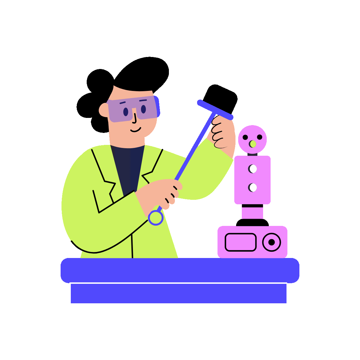 Robot Calibration Flat Animated Illustration