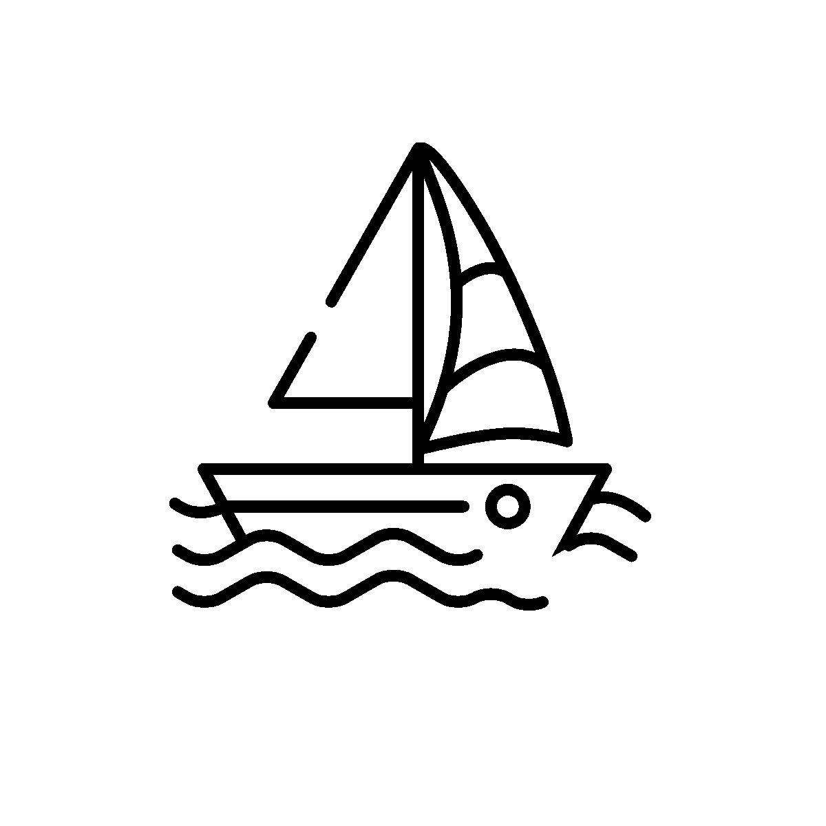 Animated Sailboat Sailing Outline Icon