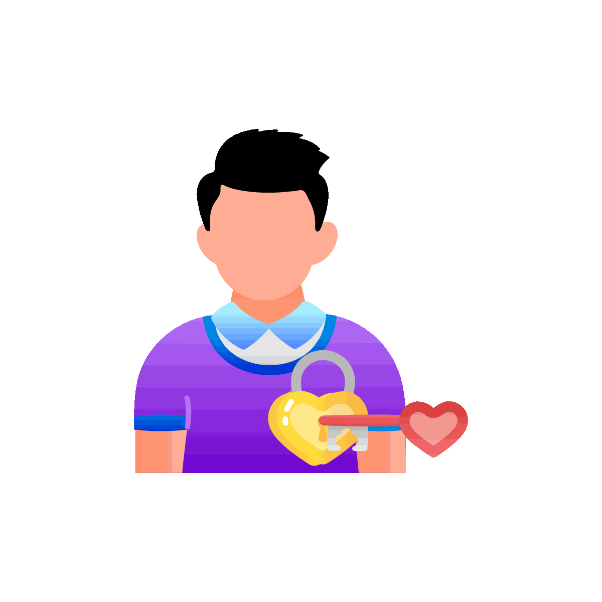 Flat Animated Romantic Heart Key Icon