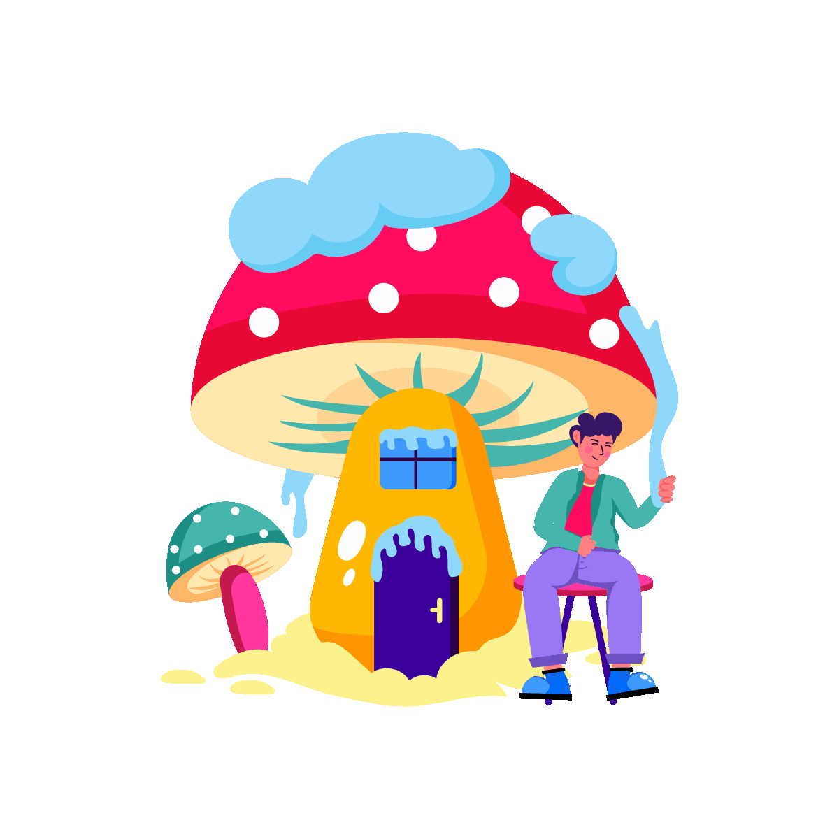Mushroom house winter fantasy design
