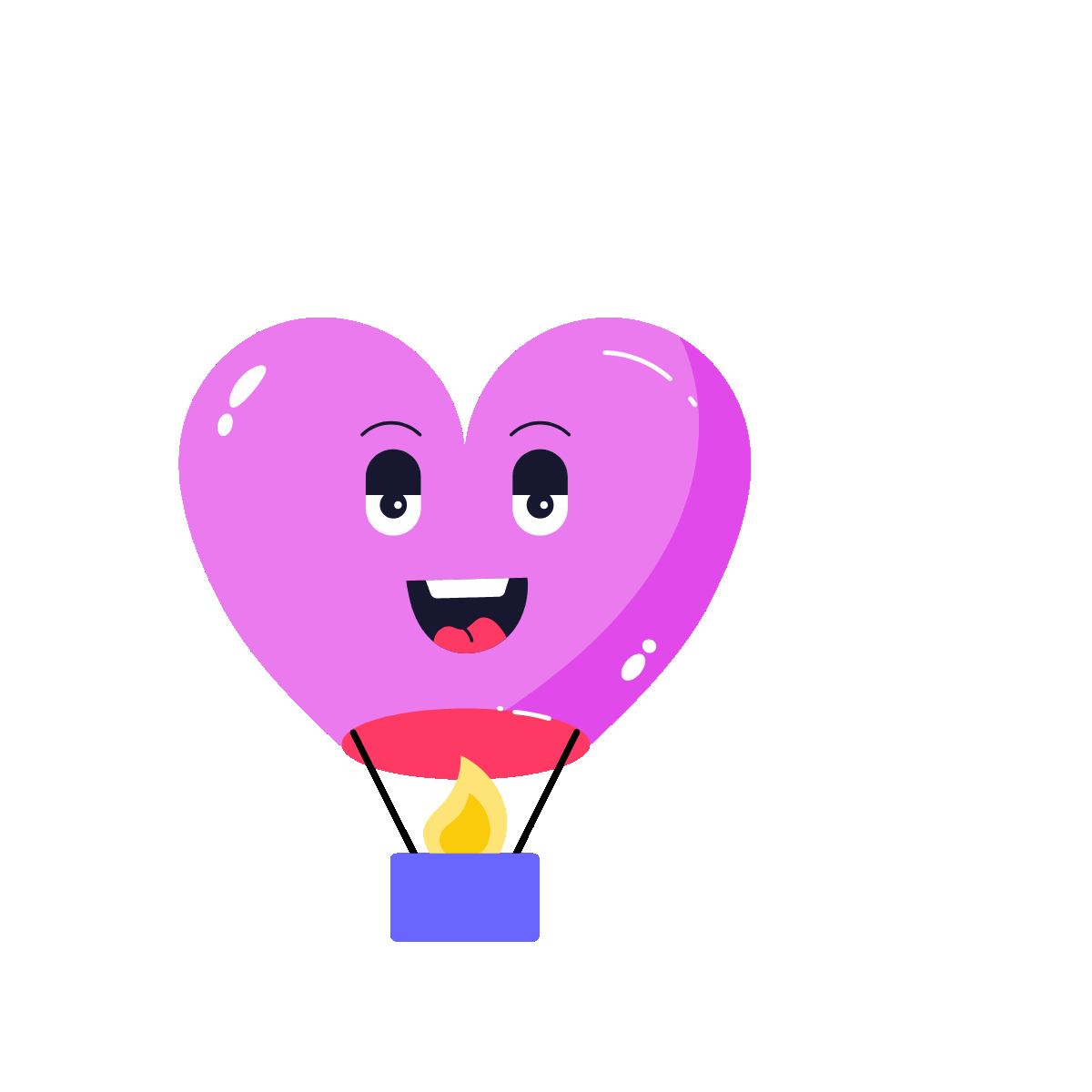 Hot Balloon Animated Flat Sticker Design