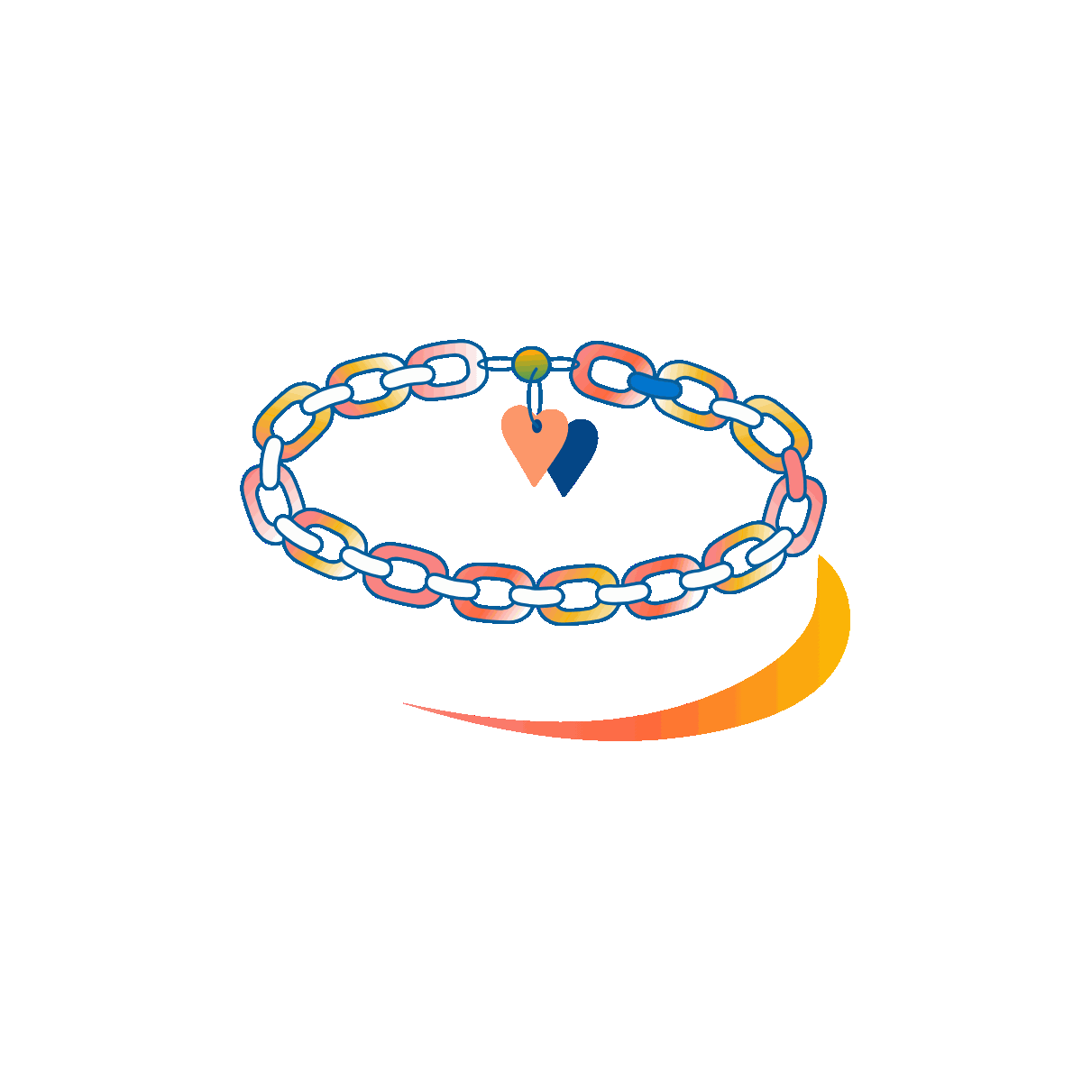 Animated bracelets linked by love text