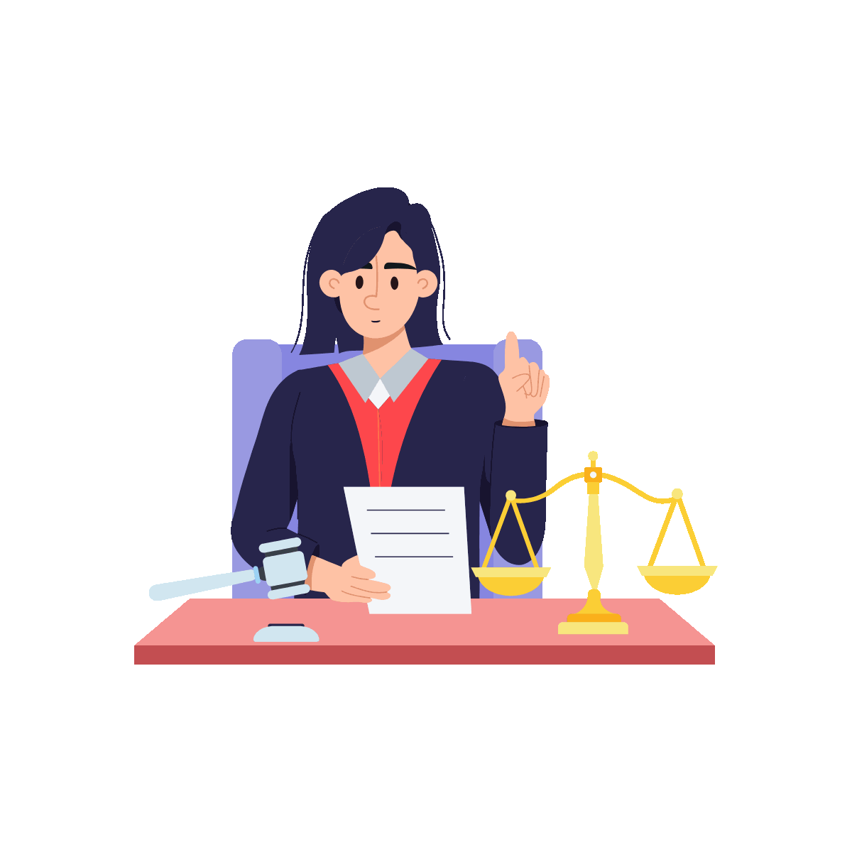Animated Flat Female Judge Illustration