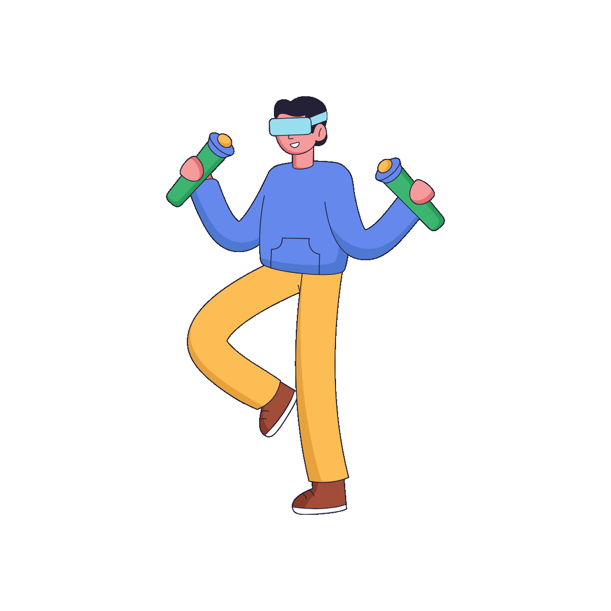 Animated Virtual Reality Player Illustration