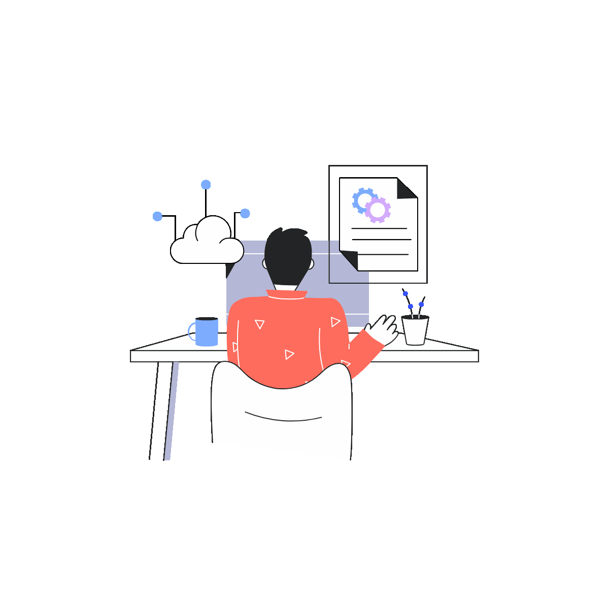 Cloud Computing Linear Illustration