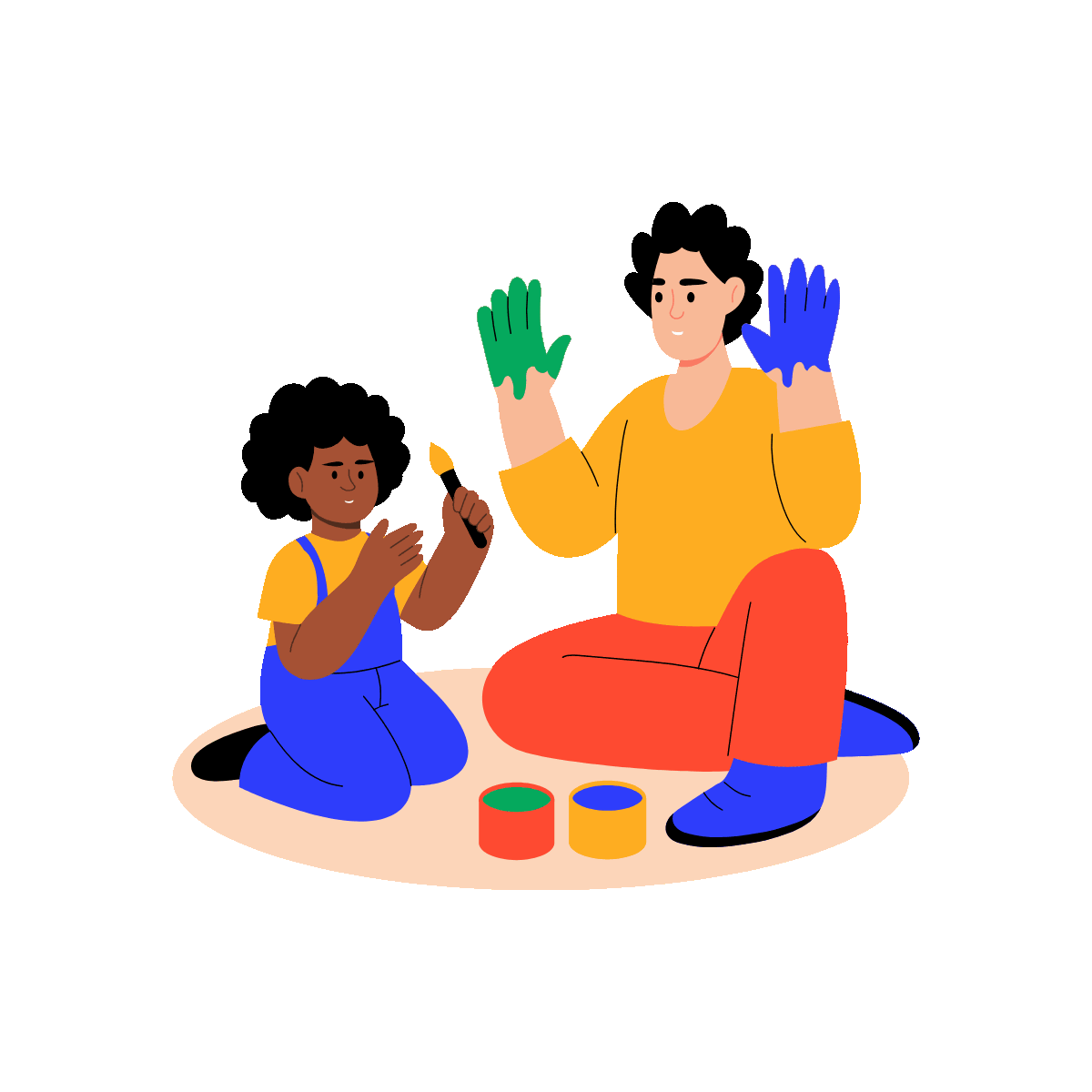 A flat style animated illustration showing painting hand
