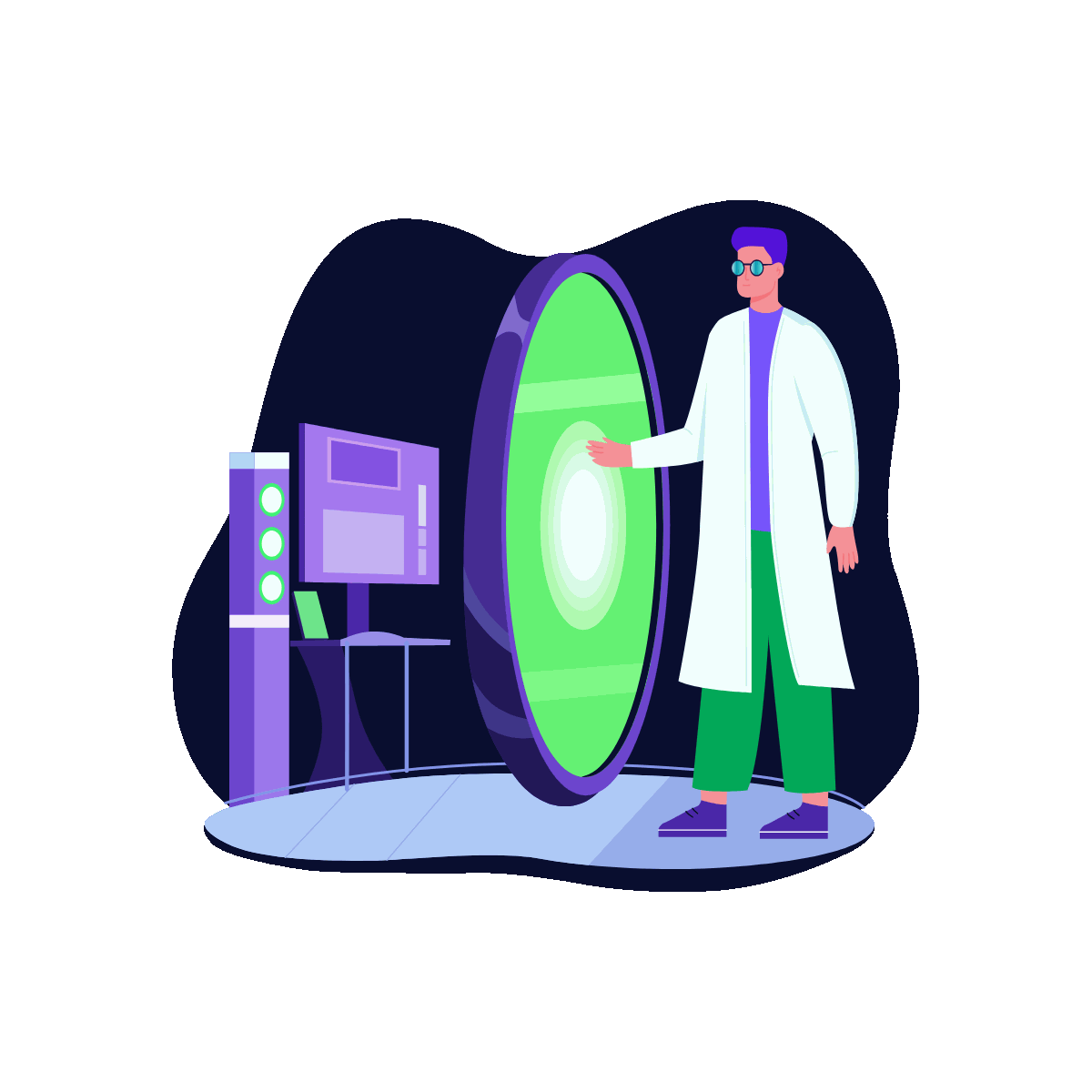 Scientist Portal Technology Illustration